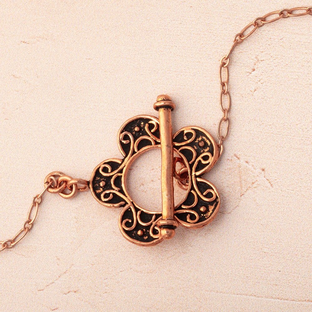 25mm Antiqued Copper Flower Toggle Clasp - Atlanta Findings