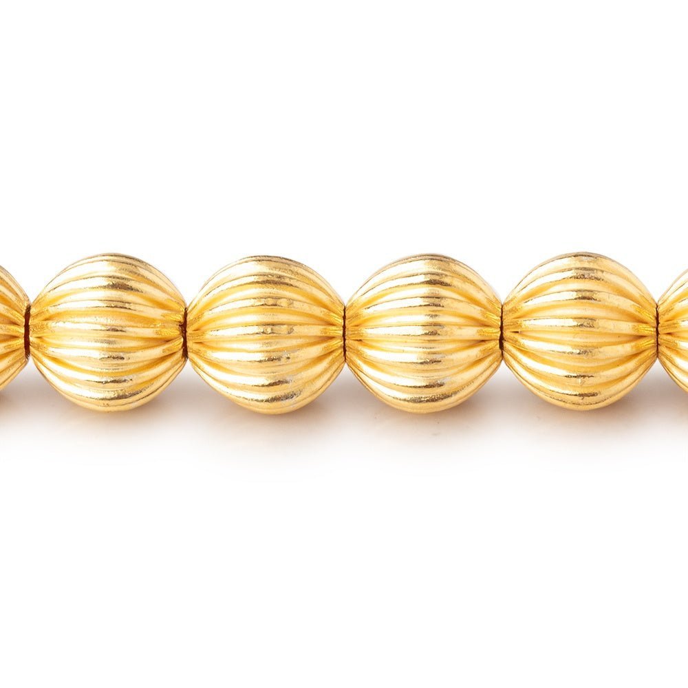 Shiny Plated Corrugated Round Beads - 9mm - AtlantaFindingsCompany