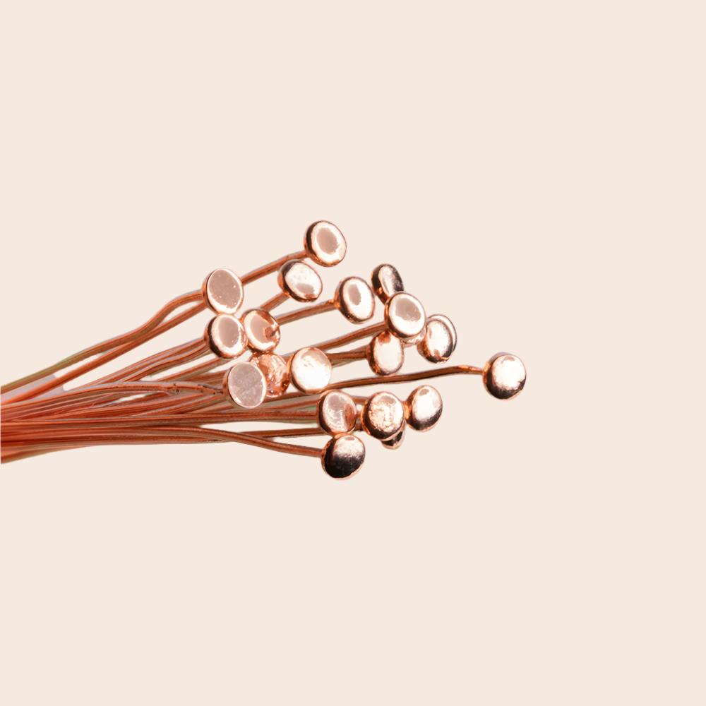 2" Copper Headpins - Flat Circular Head, 24 Gauge (20 pcs) - AtlantaFindingsCompany