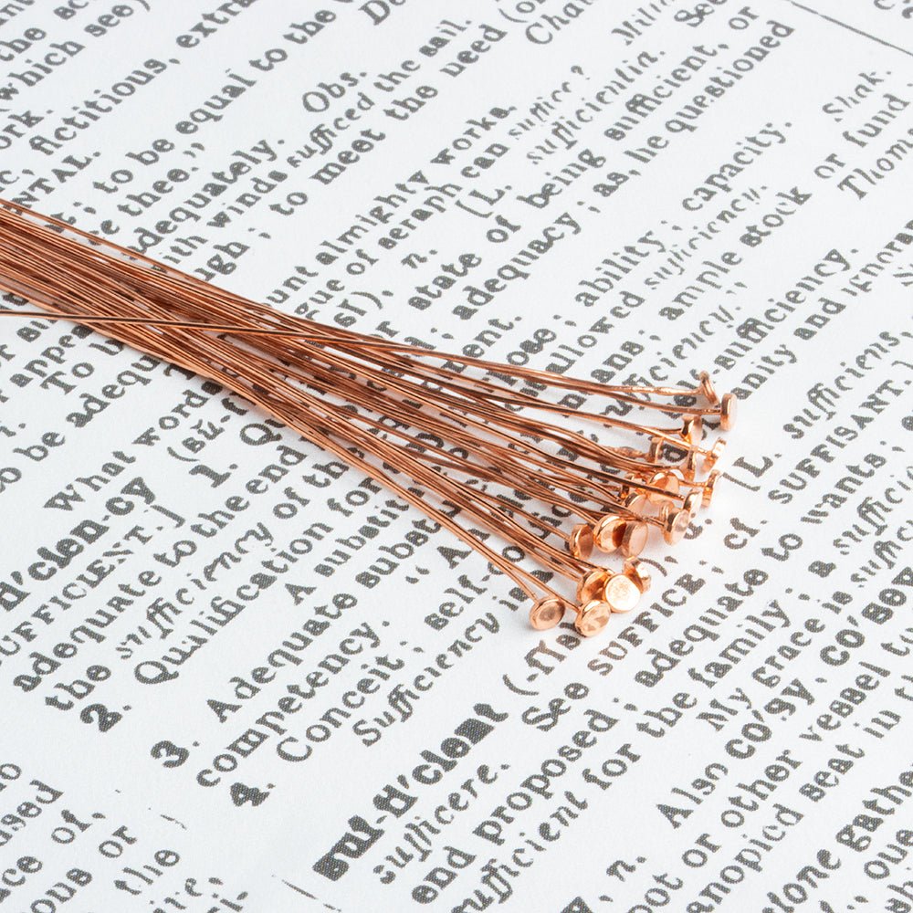 3 - Inch Copper Head Pins with Flat Circular Head - 28 Gauge (22 pcs/bag) - AtlantaFindingsCompany