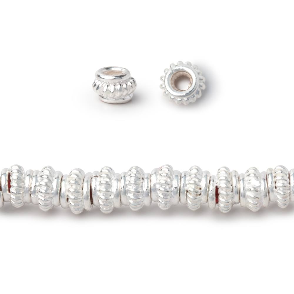 6mm Pinwheel Spacer Beads - 2mm Large Hole, 8 - inch Strand (50 Pieces) - AtlantaFindingsCompany