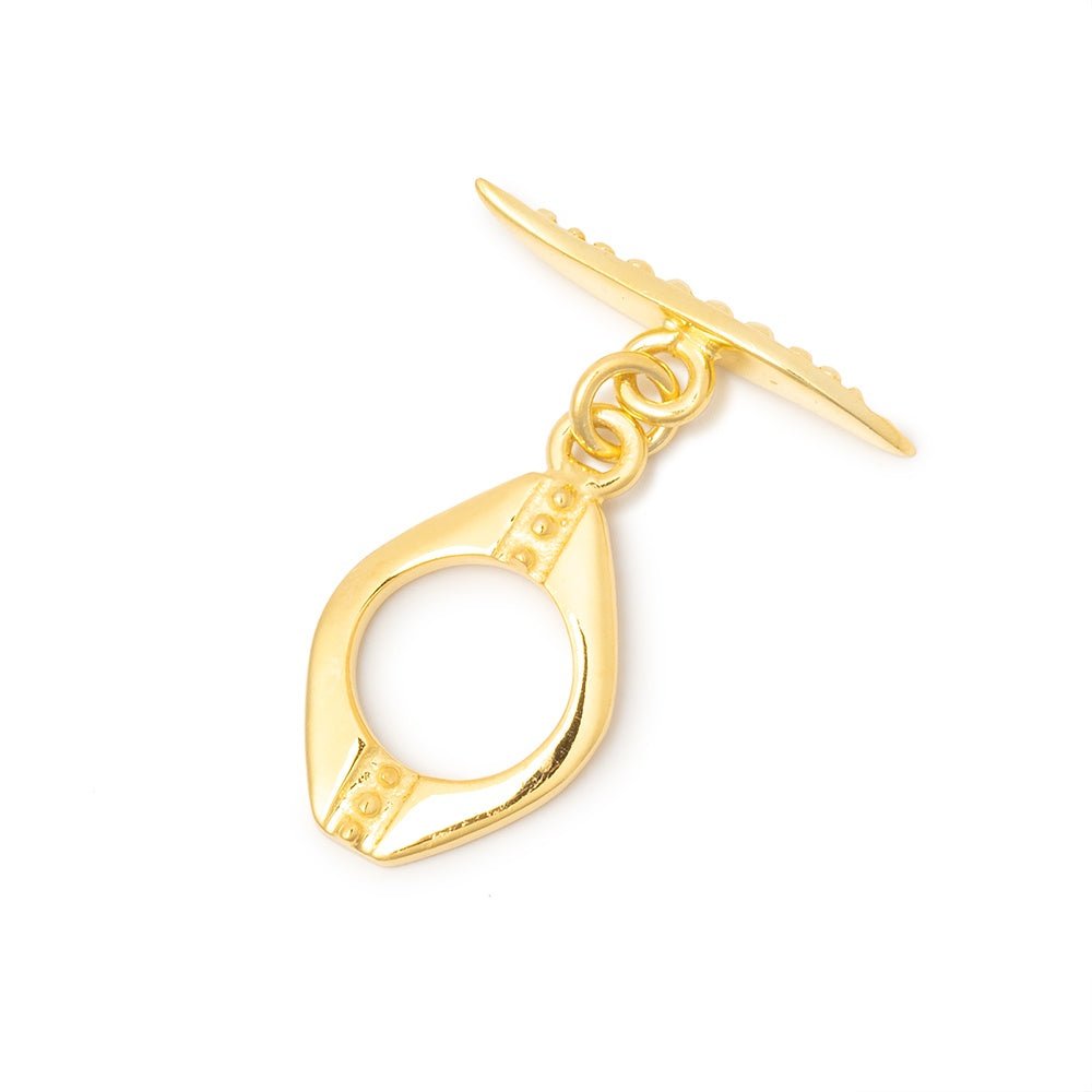 16x12mm Vermeil Marquise Toggle Clasp - Art Deco Design - AtlantaFindingsCompany