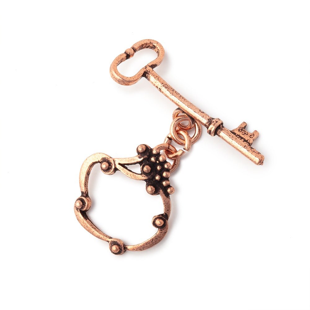 Elegant 22x22mm Victorian Style Copper Toggle Clasp with Key Accent - Atlanta Findings