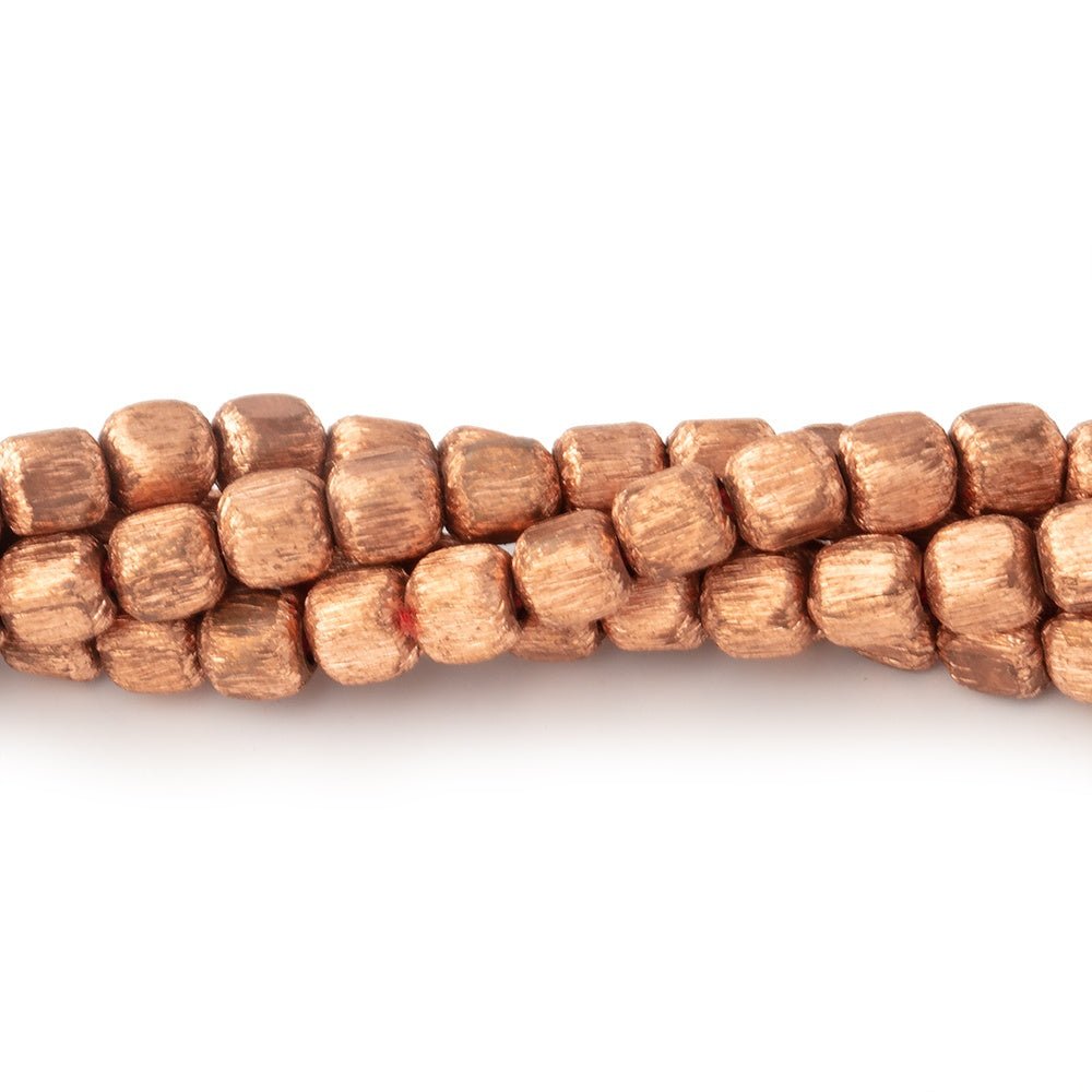 4mm Brushed Rounded Corner Cube Beads - Plated Copper - AtlantaFindingsCompany