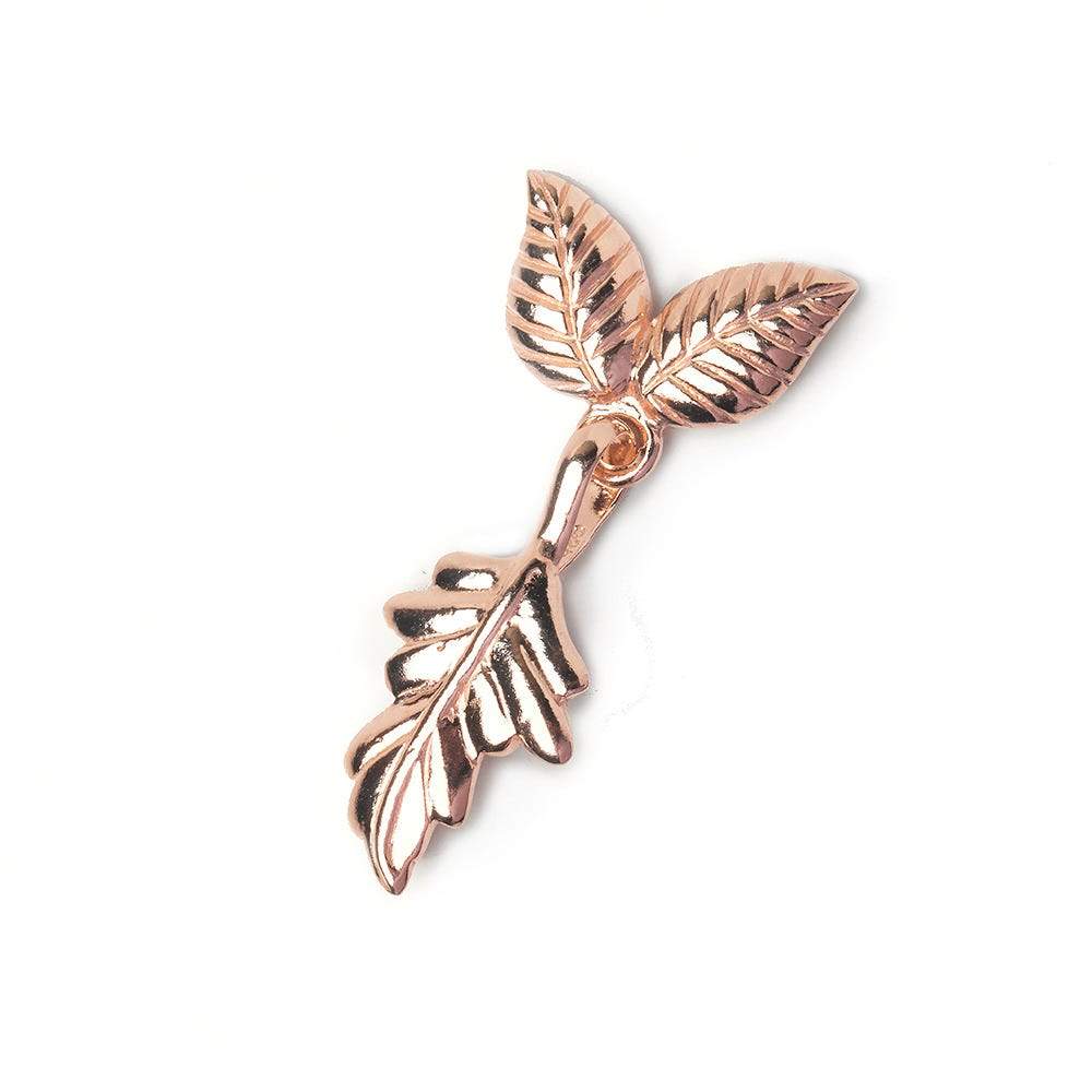 40x18mm Rose Gold Plated Sterling Silver Hook Clasp with Nature Leaves Design - AtlantaFindingsCompany