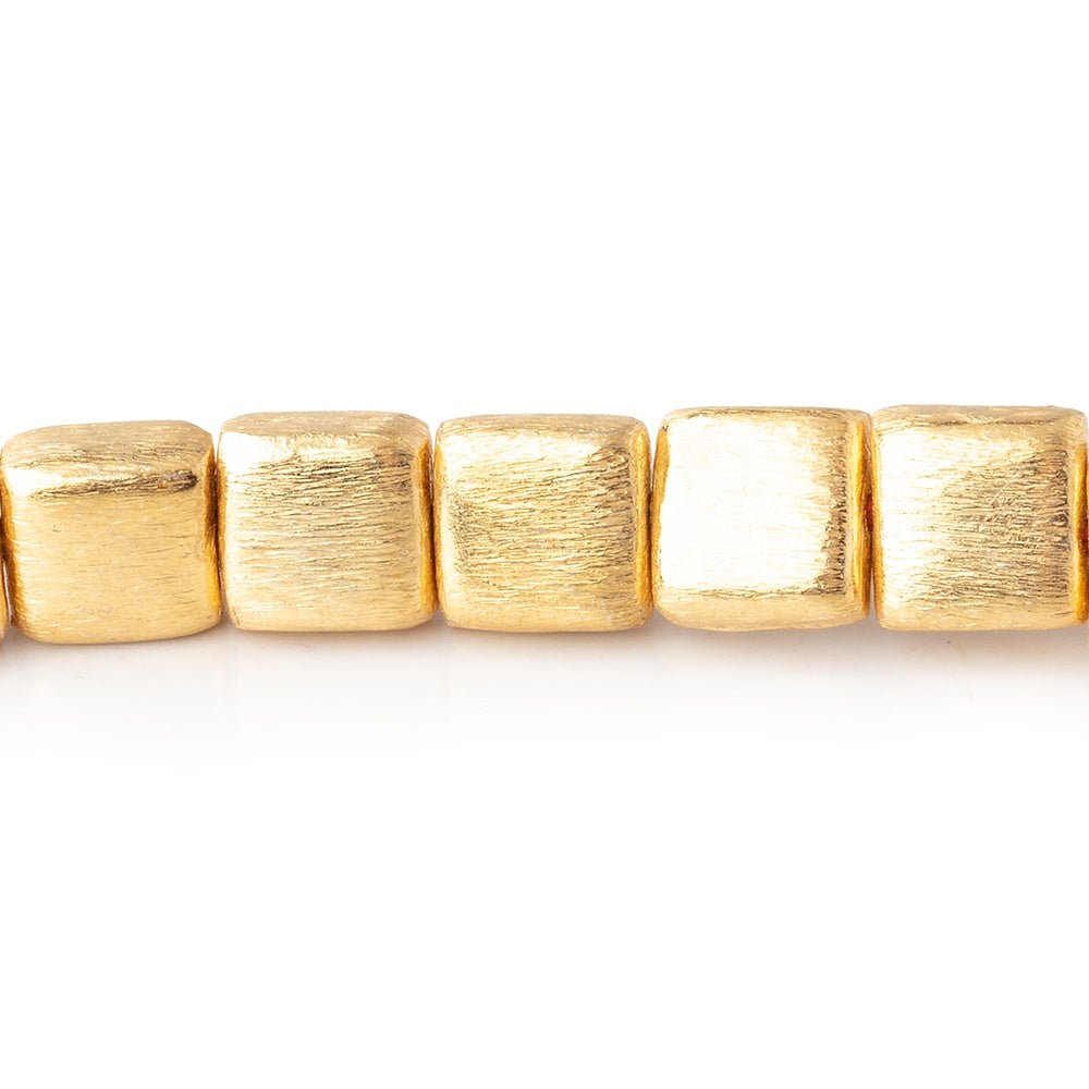 8mm 22kt Gold Plated Brushed Square Beads Strand (25 Pieces) - AtlantaFindingsCompany