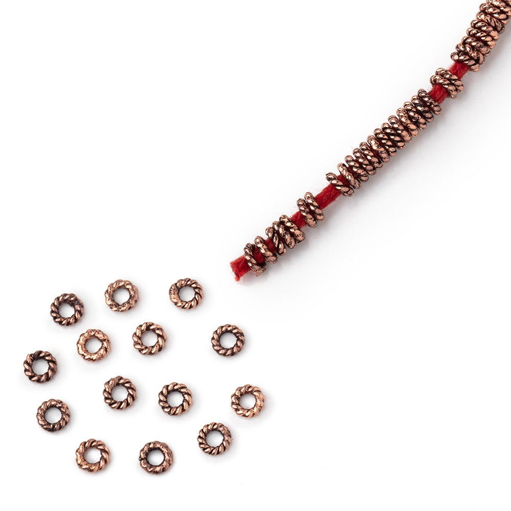 4mm Twisted Jump Ring 8 inch Strand 170 pieces - AtlantaFindingsCompany.com
