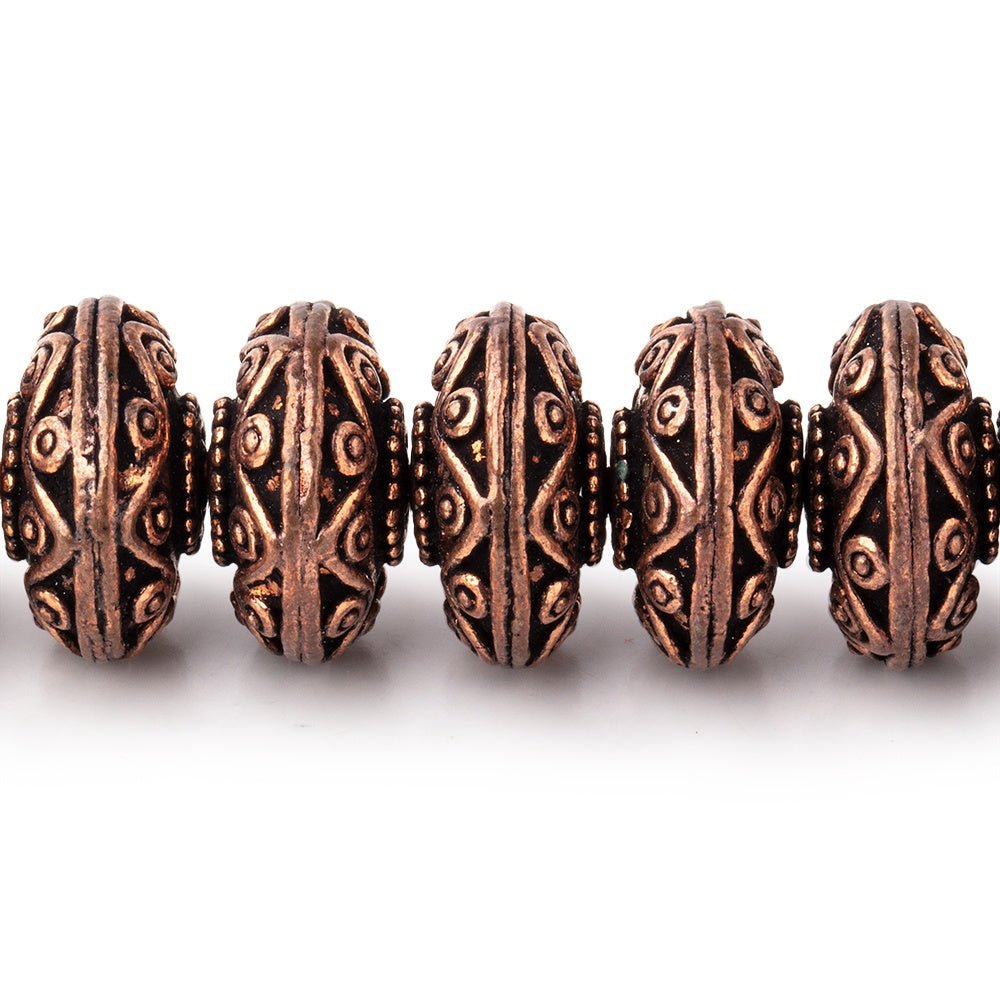 14mm Antiqued Copper Southwestern Motif Disc 8 inch 27 Beads - AtlantaFindingsCompany