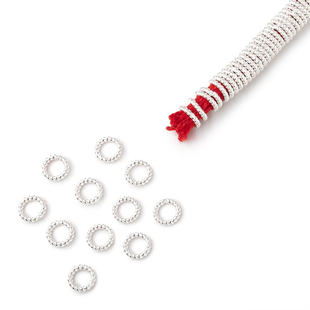 6mm Twisted Jump Ring 8 inch Strand 170 pieces - AtlantaFindingsCompany.com