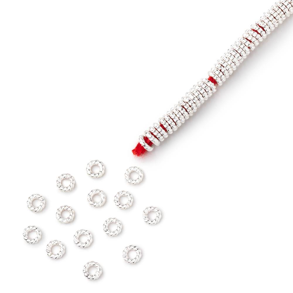 4mm Twisted Jump Ring 8 inch Strand 170 pieces - AtlantaFindingsCompany.com
