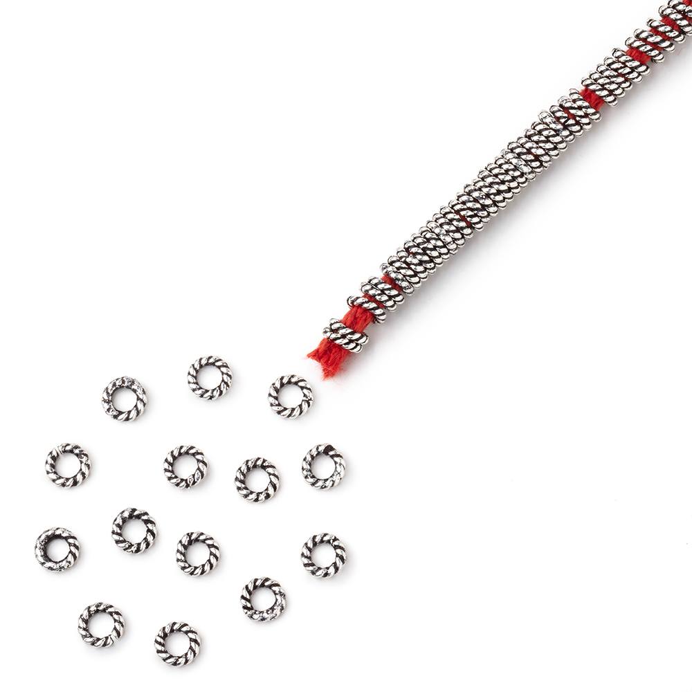4mm Twisted Jump Ring 8 inch Strand 170 pieces - AtlantaFindingsCompany.com