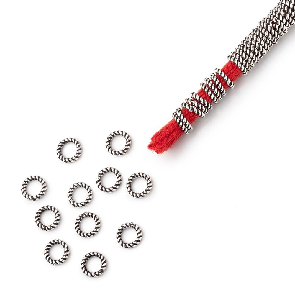 6mm Twisted Jump Ring 8 inch Strand 170 pieces - AtlantaFindingsCompany.com