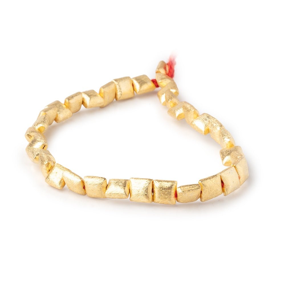 6mm 22kt Gold Plated Brushed Square Beads - 8 Inch Strand (32 Pieces) - AtlantaFindingsCompany