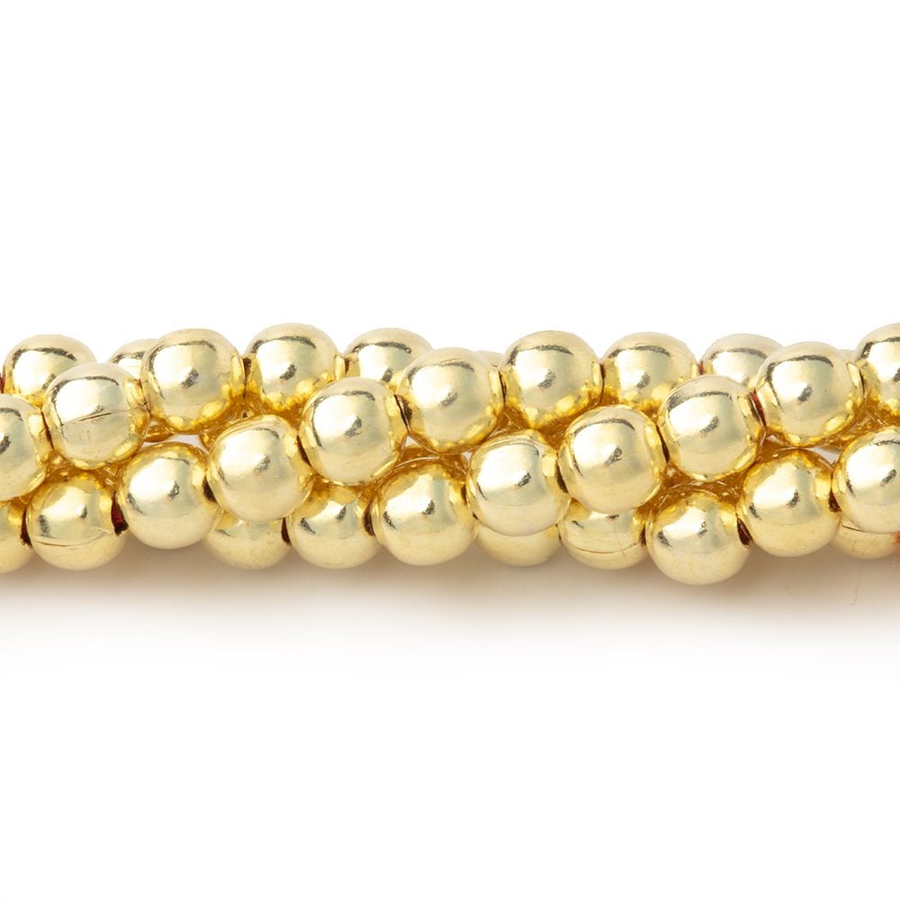 4mm Polished Round Beads - High Quality Plated Copper Strands - AtlantaFindingsCompany