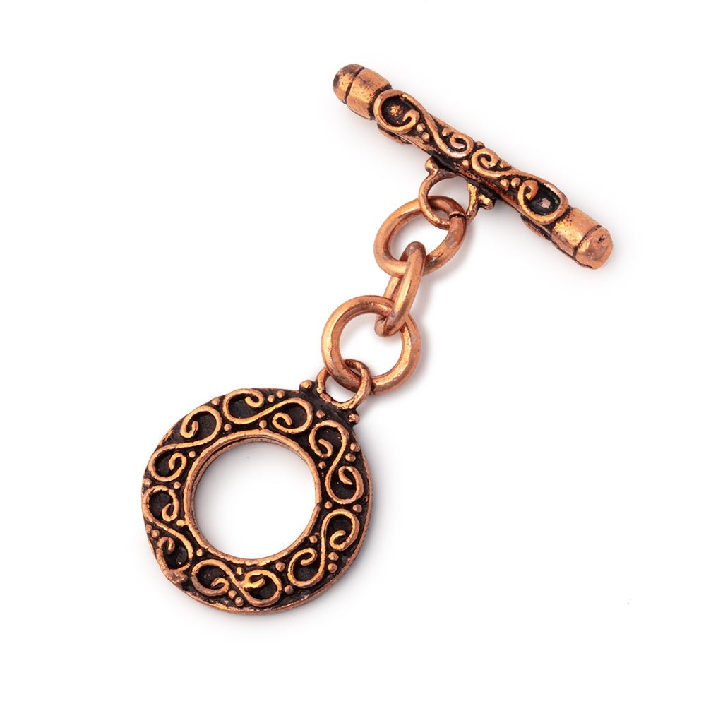 17mm Copper Infinity Pattern Round Toggle Clasp - Atlanta Findings