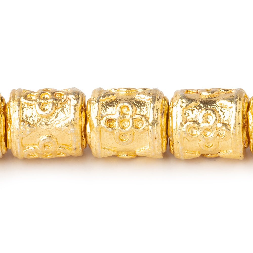 10x9mm 22kt Gold Plated Copper Quatrefoil Tube Beads - 8 inch Strand (19 pieces) - AtlantaFindingsCompany