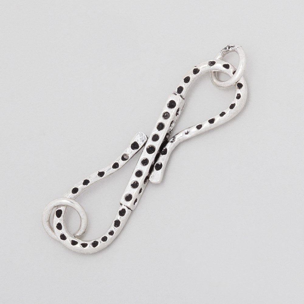 36x9.5mm Antiqued Sterling Silver Hammered S Hook Clasp (1 Piece) - AtlantaFindingsCompany