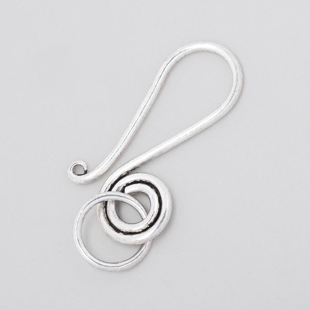 Antiqued Sterling Silver Swirl Hook Clasp (29x13mm) - AtlantaFindingsCompany