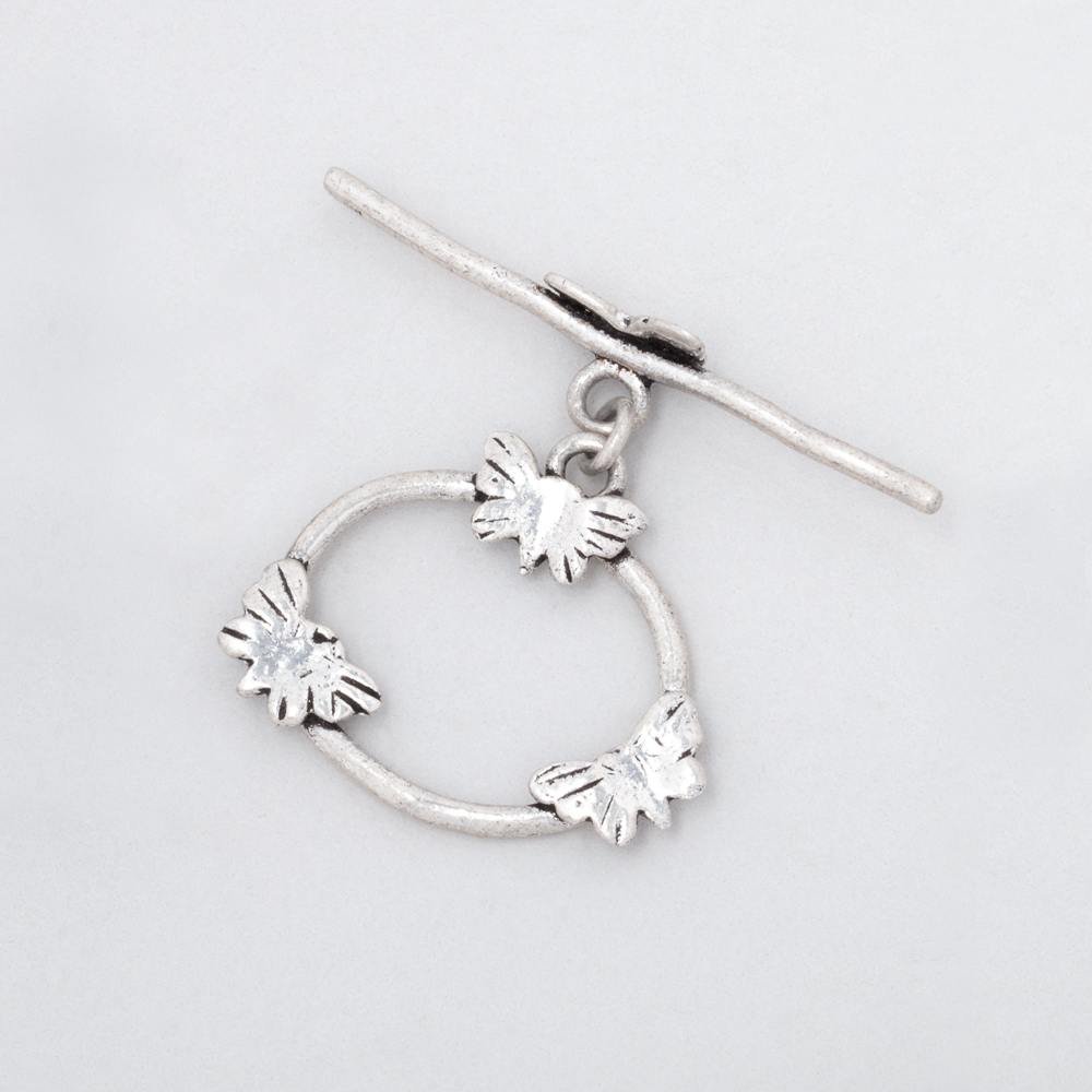 21x26mm Antiqued Sterling Silver Oval Butterfly Toggle Clasp - AtlantaFindingsCompany