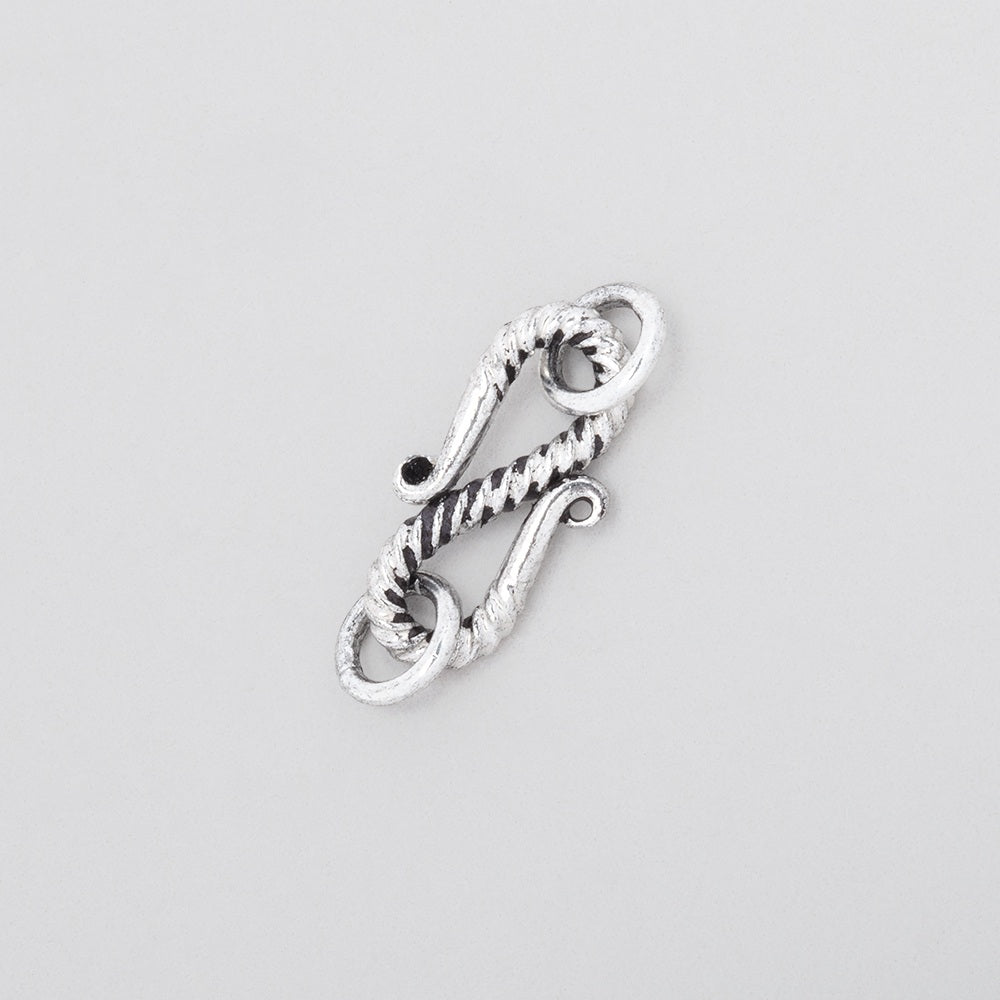 16x8mm Antiqued Sterling Silver Twisted S - Hook Clasp - AtlantaFindingsCompany