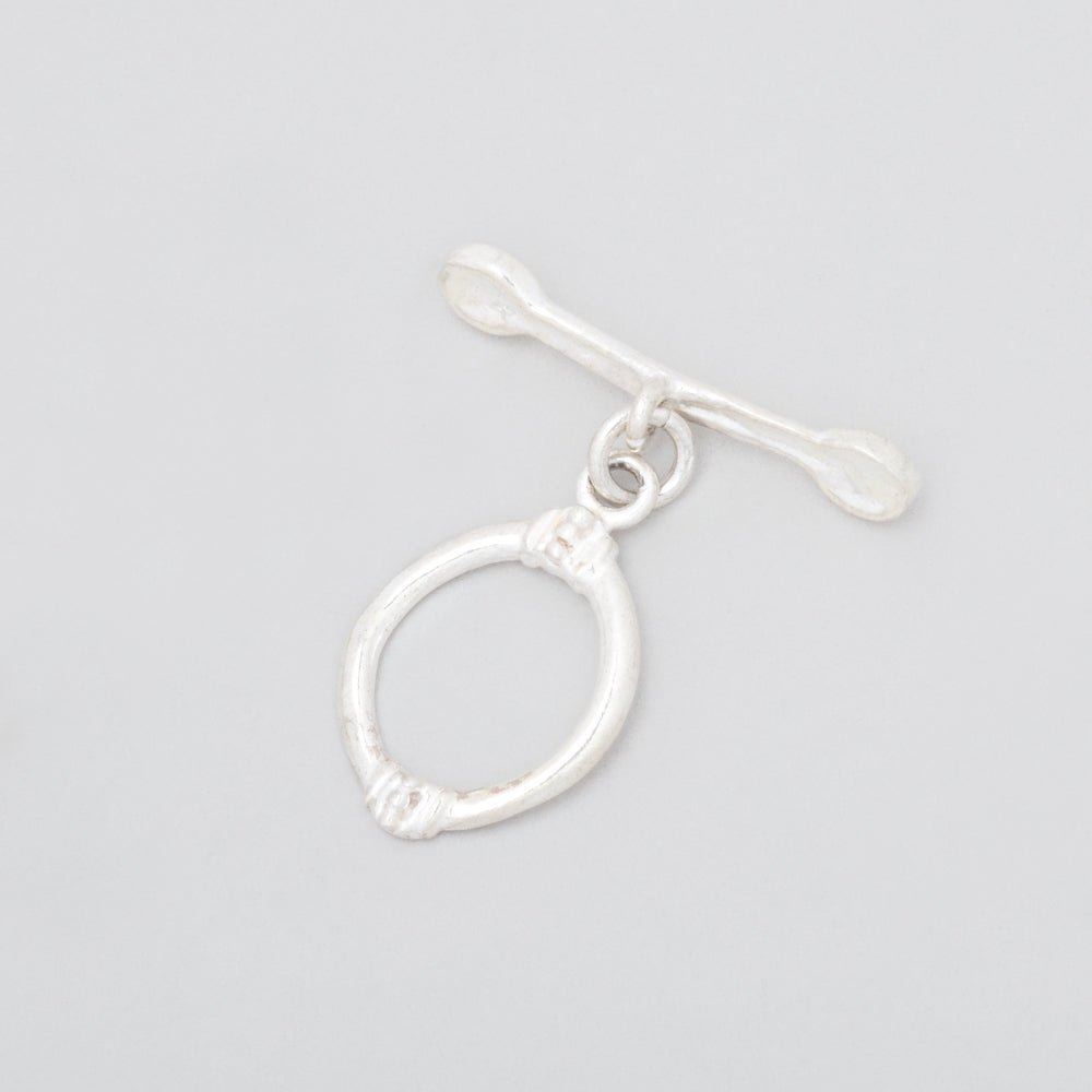 18x14mm Sterling Silver Oval Toggle Clasp - Art Deco Design (1 Piece) - AtlantaFindingsCompany