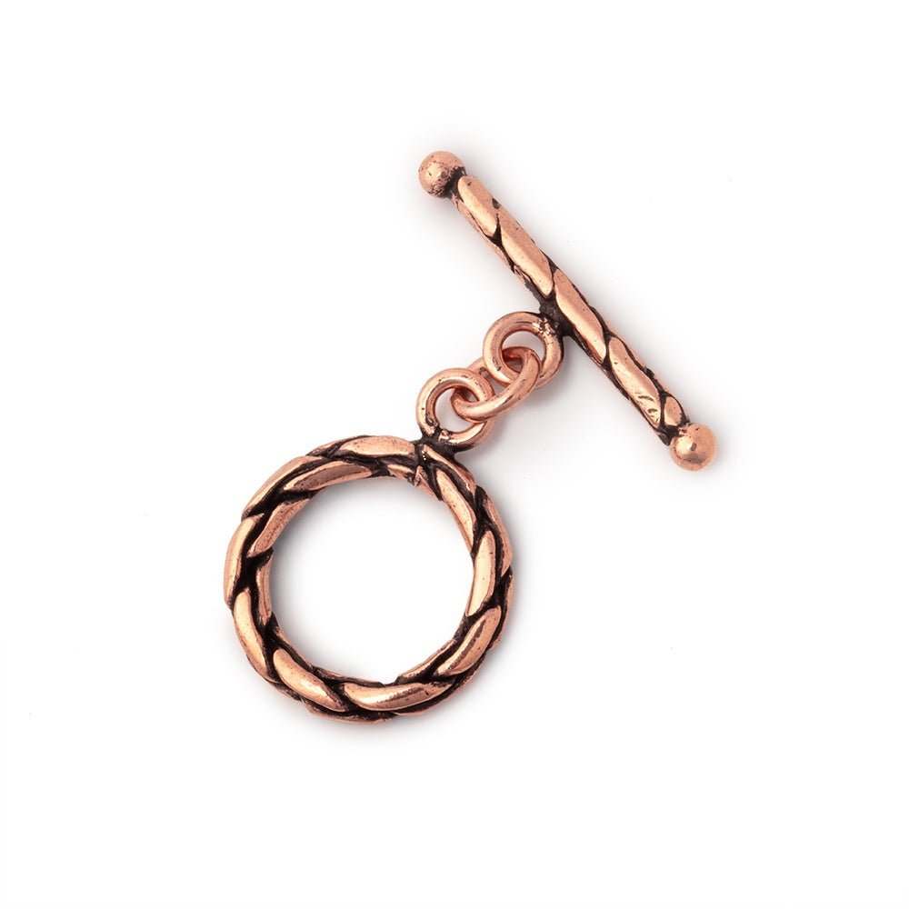 17mm Copper Toggle with Woven Design 1 Clasp - Atlanta Findings