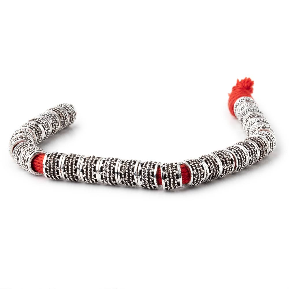 Antiqued Sterling Silver Plated Copper Miligrain Tube Beads - 9mm Diameter, Large Hole - AtlantaFindingsCompany