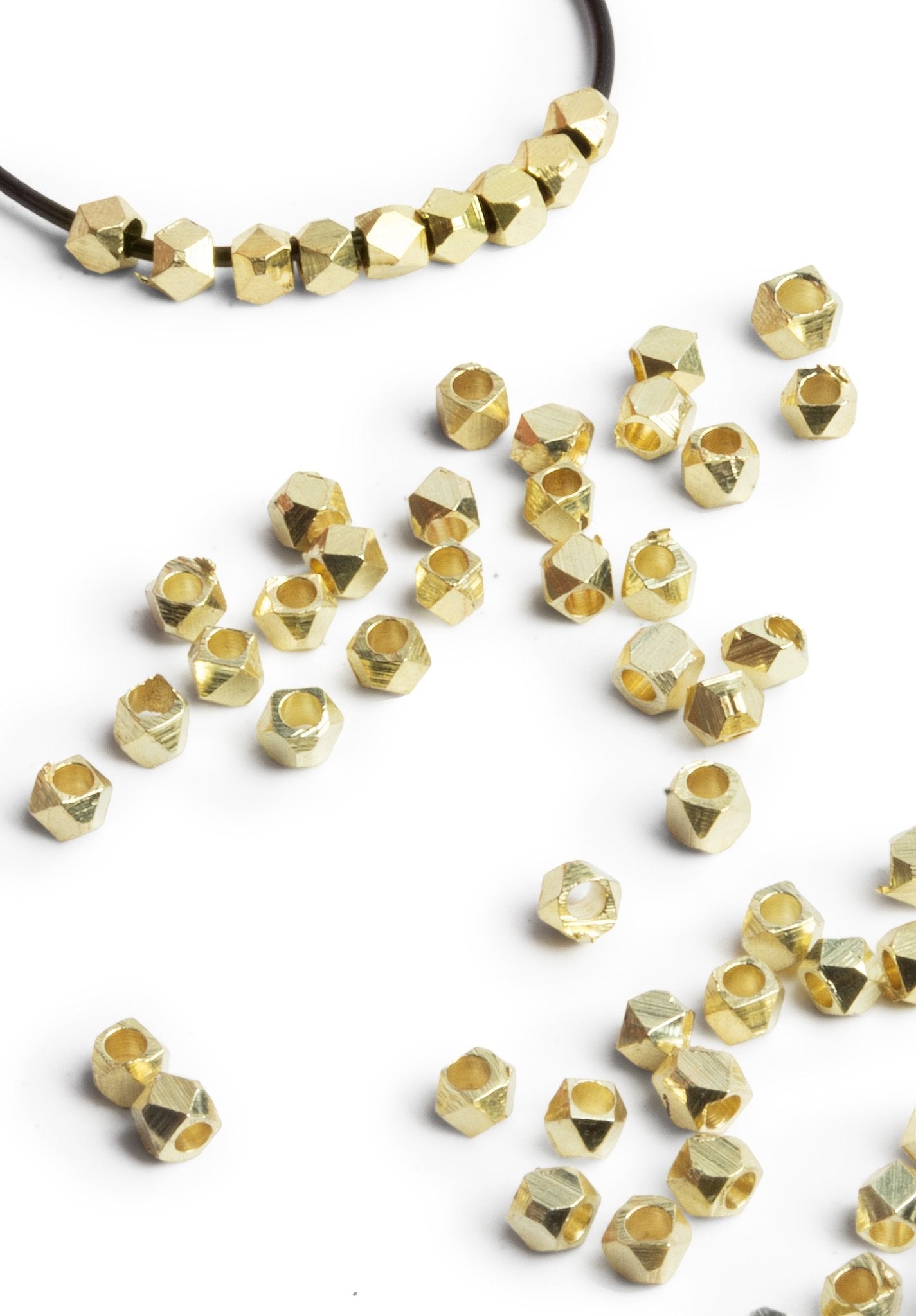 2.5mm Shiny Faceted Nugget Beads - 8 Inch Strand, Approx. 80 Pieces - AtlantaFindingsCompany