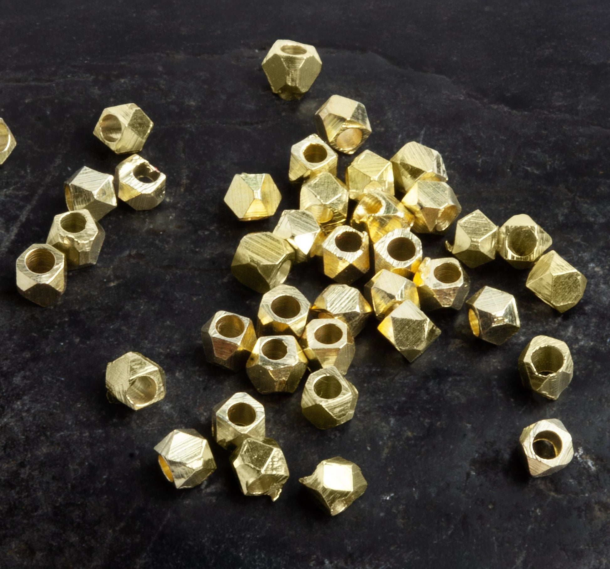 2.5mm Shiny Faceted Nugget Beads - 8 Inch Strand, Approx. 80 Pieces - AtlantaFindingsCompany