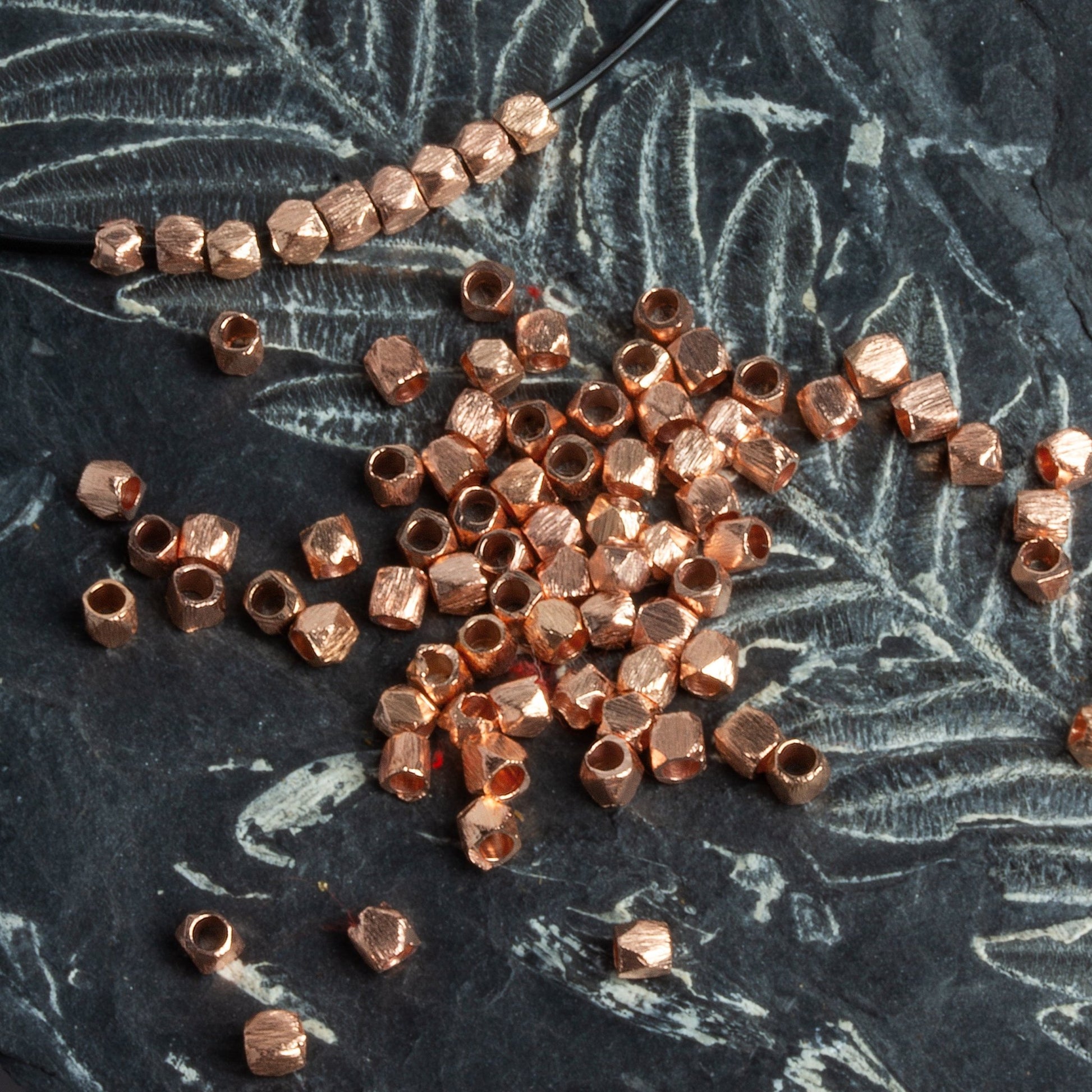 2mm Brushed Faceted Nugget Beads - 8" Strand (Approx. 84 pcs) - AtlantaFindingsCompany