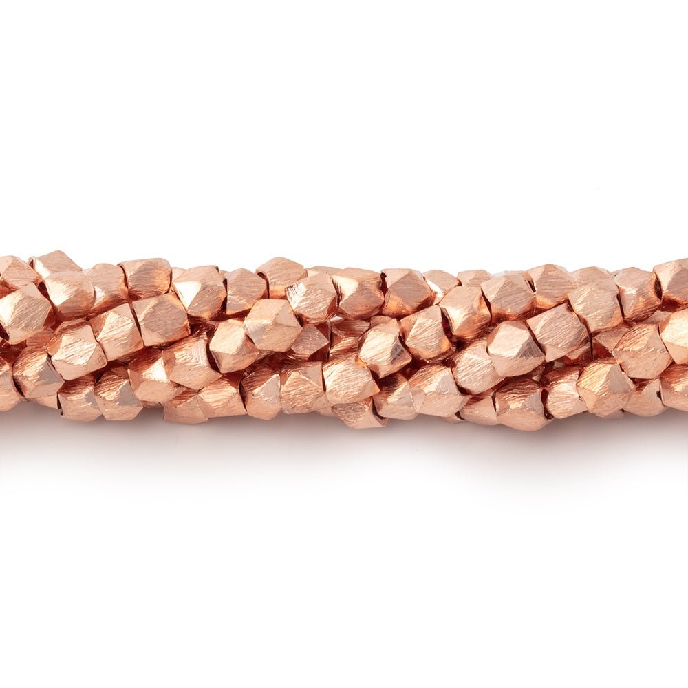 3mm Brushed Faceted Nugget Beads - Precision Cut Copper Beads - AtlantaFindingsCompany