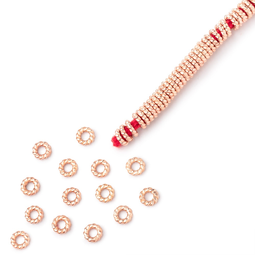4mm Twisted Jump Ring 8 inch Strand 170 pieces - AtlantaFindingsCompany.com