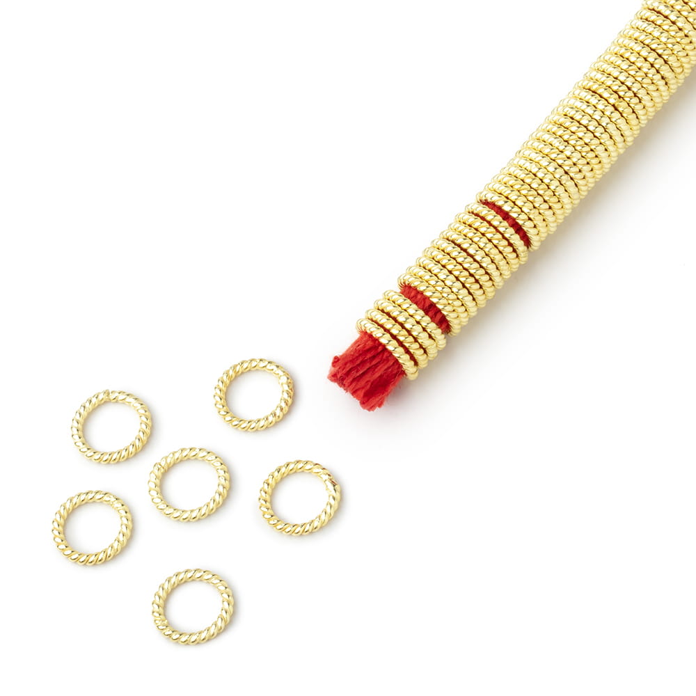 8mm Twisted Jump Ring 8 inch Strand 155 pieces - AtlantaFindingsCompany.com