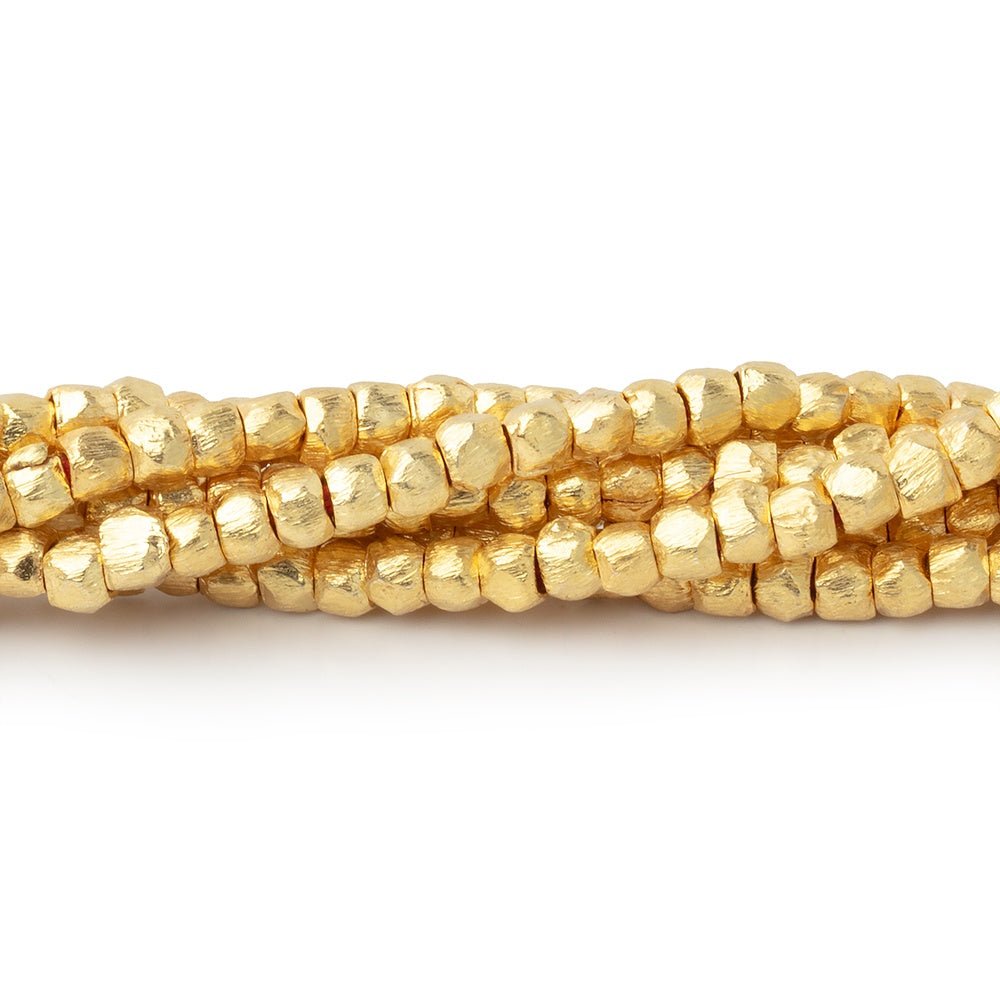 3mm Brushed Hand Cut Faceted Nugget Beads - Unique Loose Gemstone Strands - AtlantaFindingsCompany