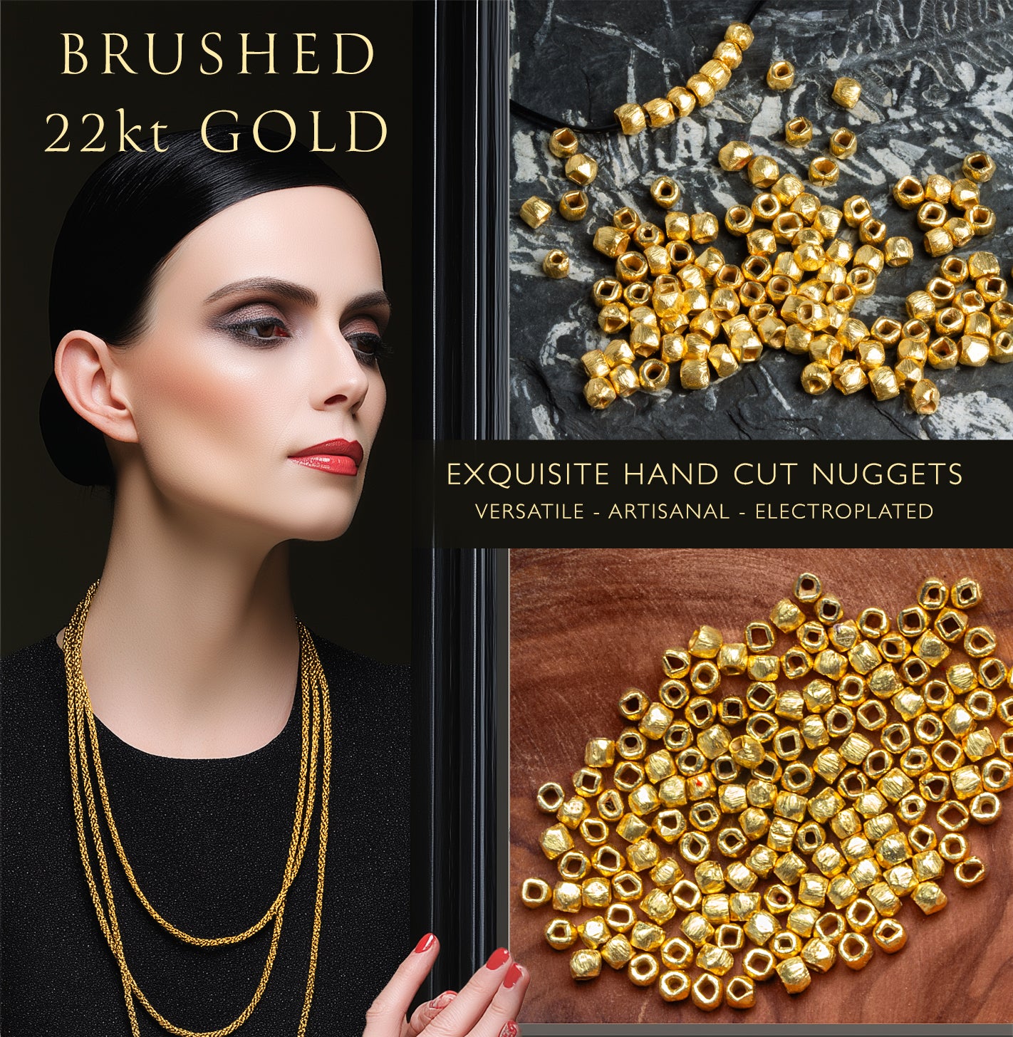 3mm Brushed Hand Cut Faceted Nugget Beads - Unique Loose Gemstone Strands - AtlantaFindingsCompany