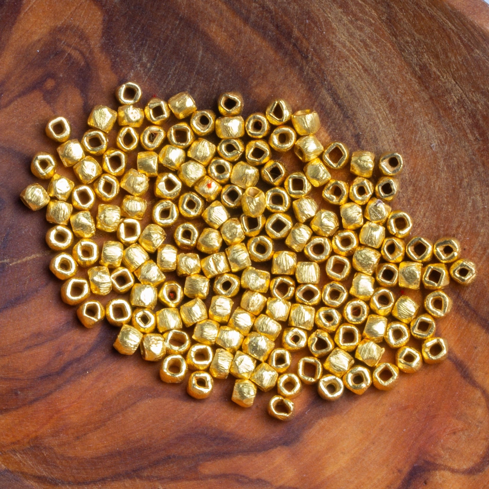 3mm Brushed Hand Cut Faceted Nugget Beads - Unique Loose Gemstone Strands - AtlantaFindingsCompany