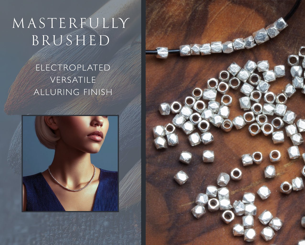 2mm Brushed Faceted Nugget Beads - 8" Strand (Approx. 84 pcs) - AtlantaFindingsCompany