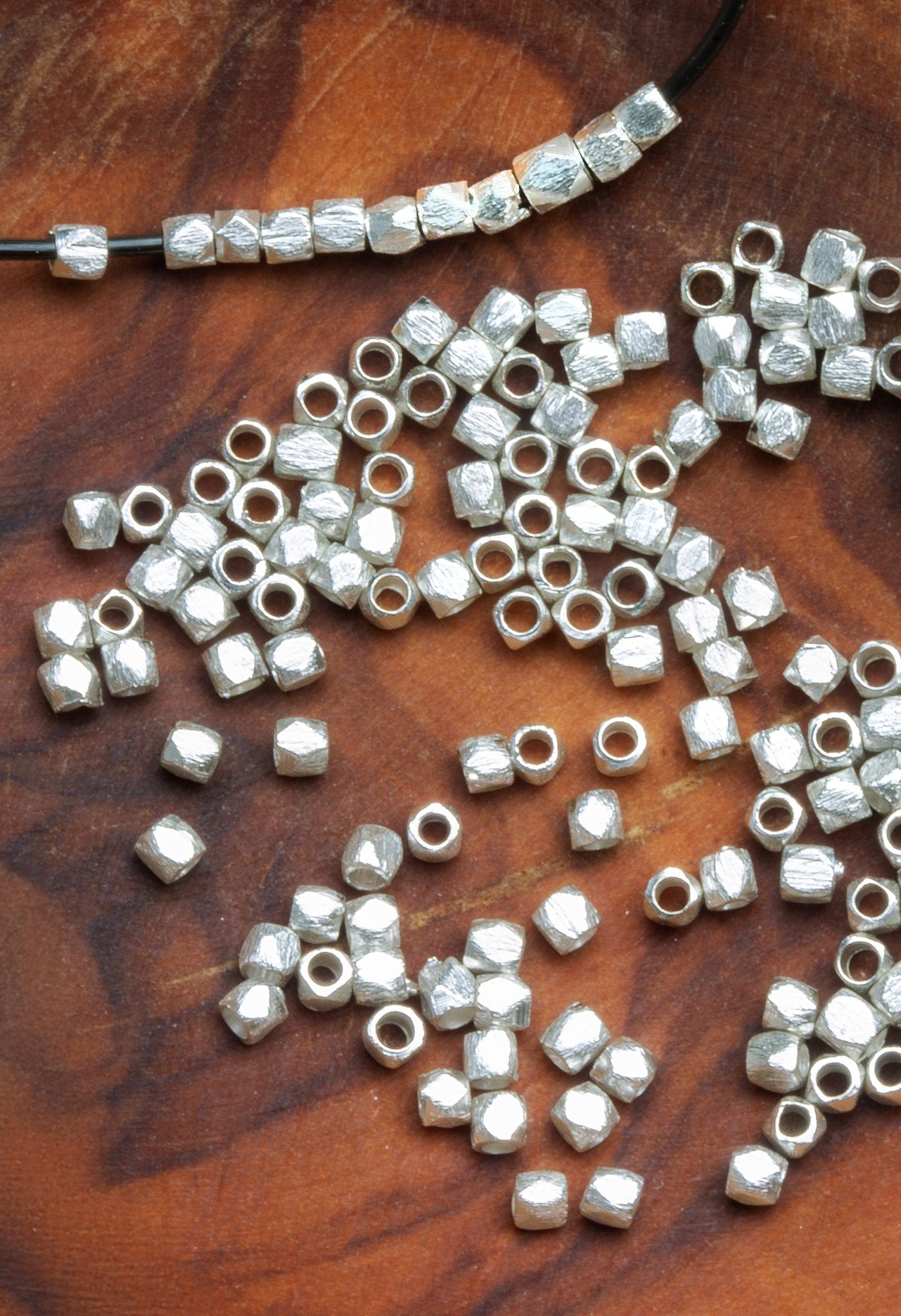 2mm Brushed Faceted Nugget Beads - 8" Strand (Approx. 84 pcs) - AtlantaFindingsCompany