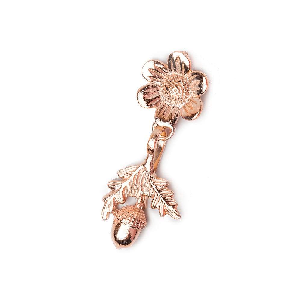 42x17mm Rose Gold Plated Sterling Silver Clasp with Daisy and Acorn Detail - AtlantaFindingsCompany