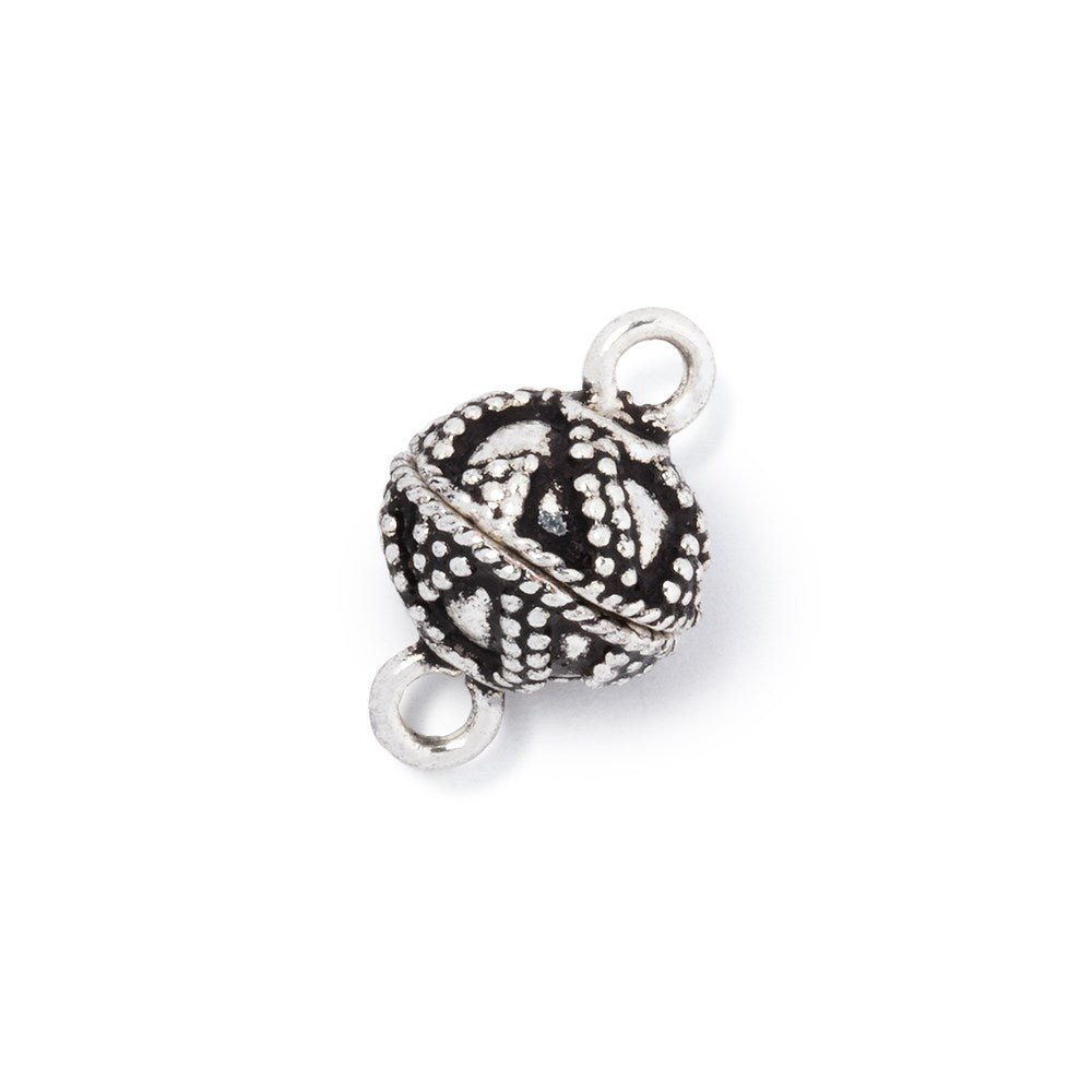 8.5mm Antiqued Silver Plated Twisted Miligrain Magnetic Clasp - Perfect for Jewelry Making (1 Piece) - AtlantaFindingsCompany