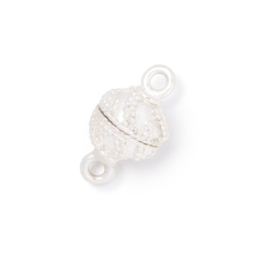 10mm Sterling Silver Plated Twisted Miligrain Magnetic Clasp for Jewelry Making - 1 Piece - AtlantaFindingsCompany
