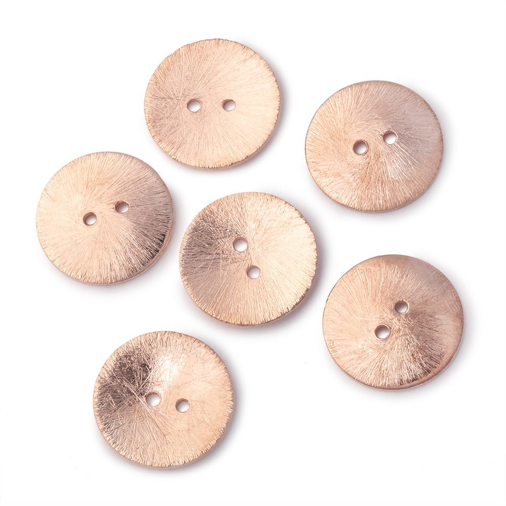 20mm Round Buttons with a Brushed Finish - Set of 6 - Atlanta Findings