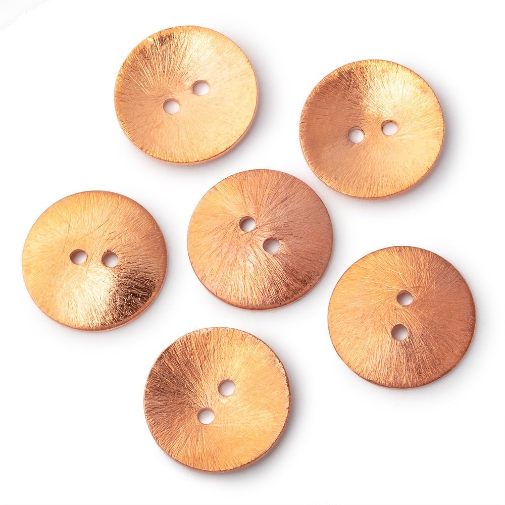 20mm Round Buttons with a Brushed Finish - Set of 6 - Atlanta Findings
