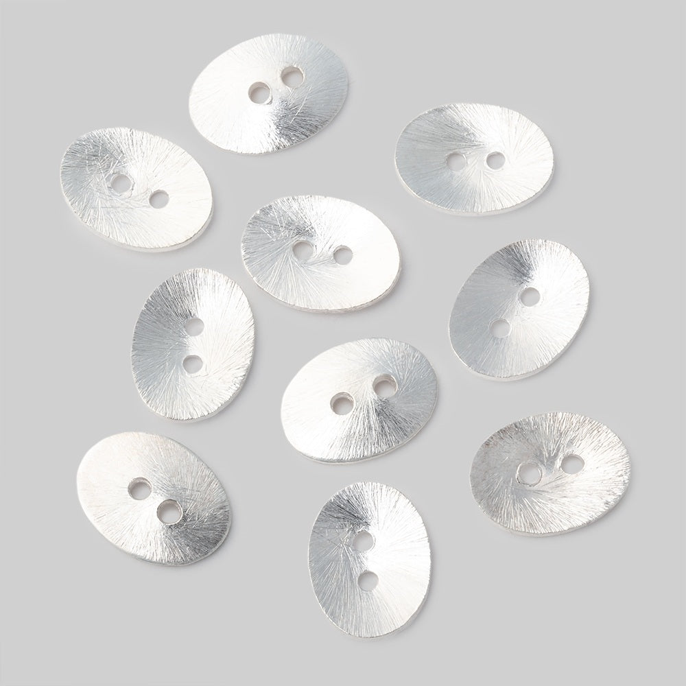 16x12mm Oval Buttons with a Brushed Finish - Set of 10 - Atlanta Findings