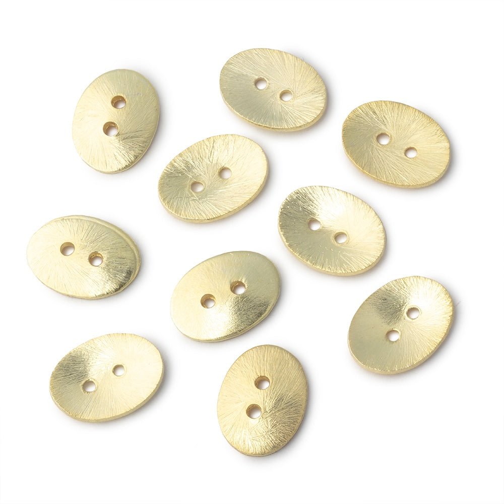 16x12mm Oval Buttons with a Brushed Finish - Set of 10 - Atlanta Findings
