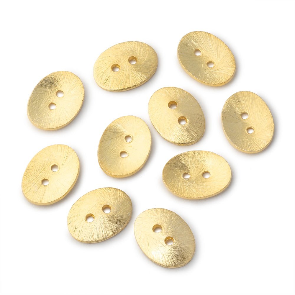 16x12mm Oval Buttons with a Brushed Finish - Set of 10 - Atlanta Findings