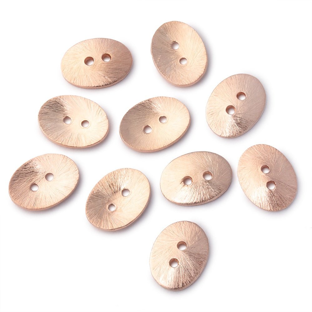 16x12mm Oval Buttons with a Brushed Finish - Set of 10 - Atlanta Findings