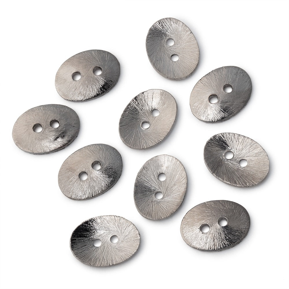 16x12mm Oval Buttons with a Brushed Finish - Set of 10 - Atlanta Findings