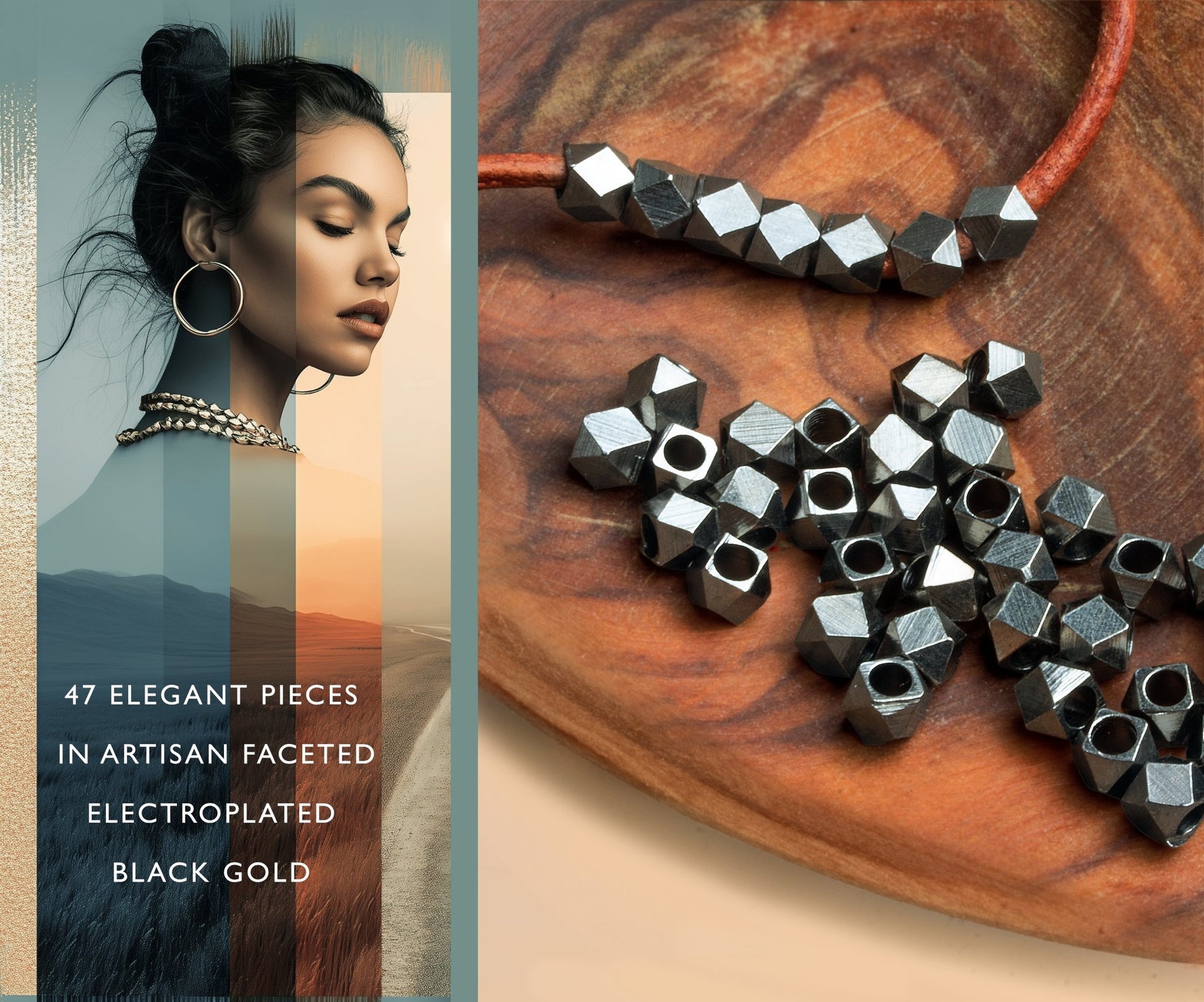 4mm Shiny Faceted Nugget Beads - 8" Strand, 47 Pieces - AtlantaFindingsCompany