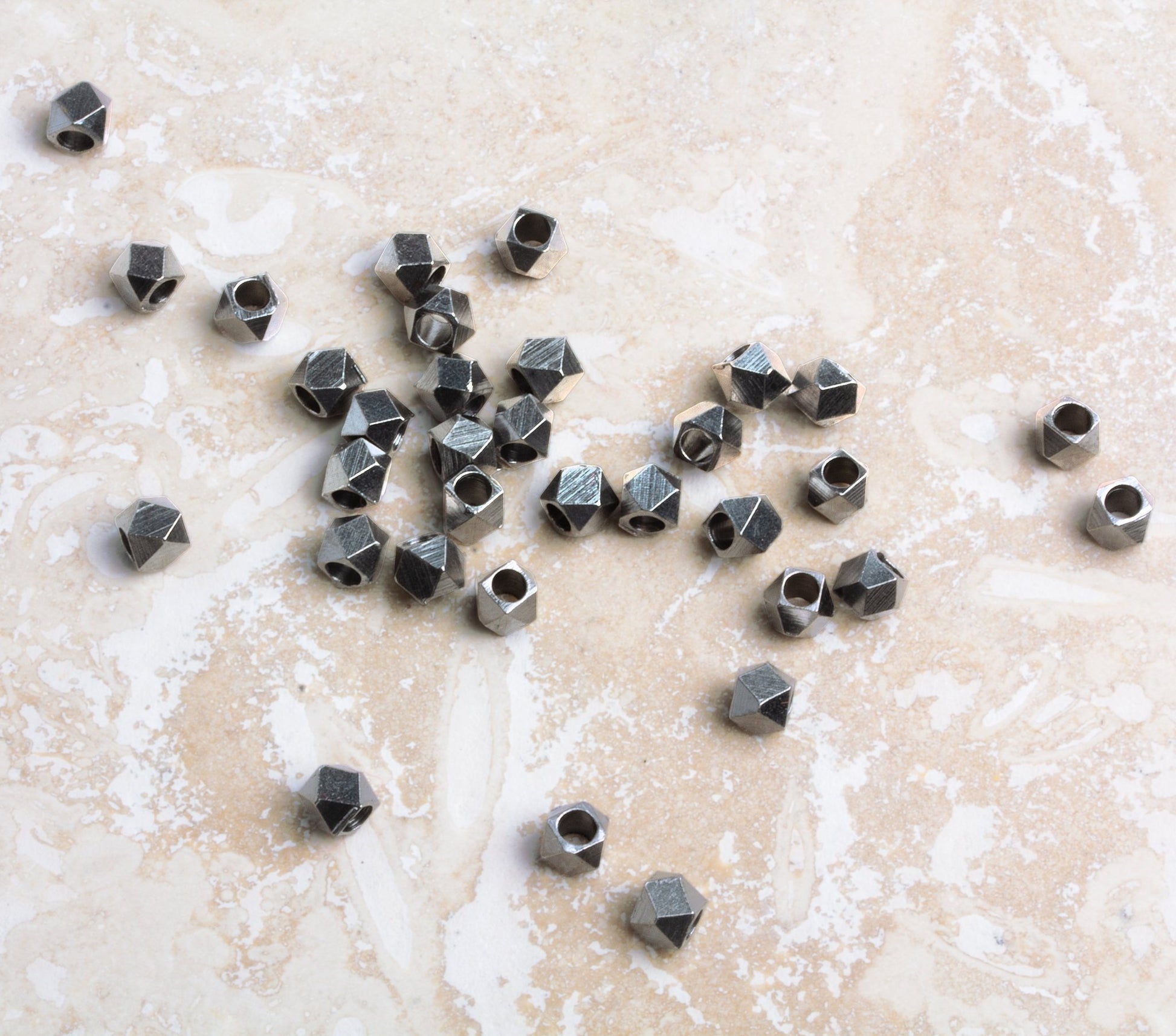 4mm Shiny Faceted Nugget Beads - 8" Strand, 47 Pieces - AtlantaFindingsCompany